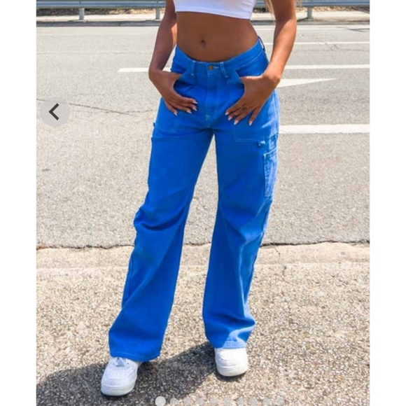 Lioness Miami Vice Blue Cargo Pants Size XL - Picture 1 of 6